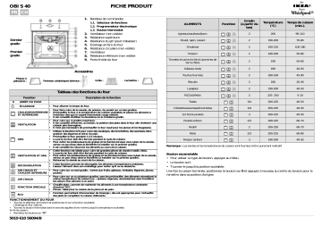 OBI S40 W | Mode d'emploi | Whirlpool 300 947 33 Manuel utilisateur | Fixfr