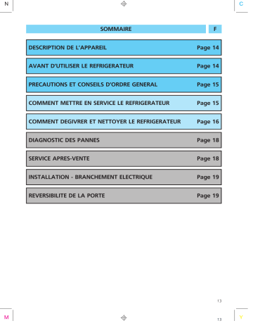 ARG 090/G/WP | ARG 0910/G/WP | Mode d'emploi | Whirlpool ARF 190/G Manuel utilisateur | Fixfr