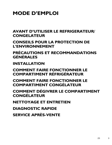 CFS 440 AL | CFS 100W | CFS 140W | Mode d'emploi | Whirlpool CFS 400 AL Manuel utilisateur | Fixfr