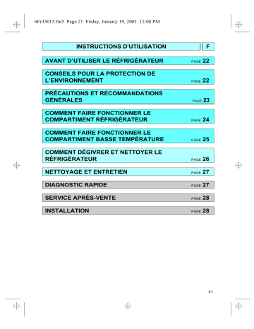 TOP 3145 | CFS 054 S | TA 120 | CFS 050 S | Mode d'emploi | Whirlpool CFS 051 S Manuel utilisateur | Fixfr