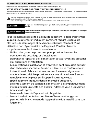 PCCI 802161 A | PCCI 802161 X | Mode d'emploi | Whirlpool PCCI 802161 W Manuel utilisateur | Fixfr