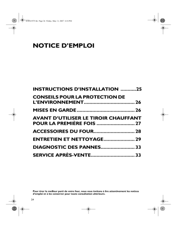 OV B32 W | 601 237 48 | 501 237 39 | OV B32 B | OV B32 G | Mode d'emploi | Whirlpool 901 237 42 Manuel utilisateur | Fixfr