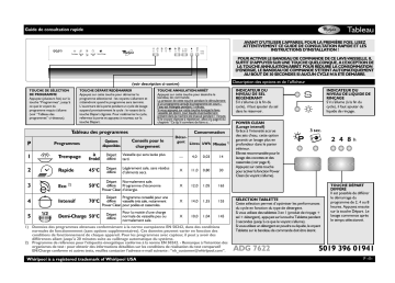 ADG 7622 NB | ADG 7622 WH | Mode d'emploi | Whirlpool ADG 7622 IX Manuel utilisateur | Fixfr