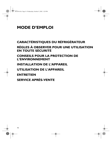 ARL 537-LH | ARL 536-LH | ARL 200 | ARL 201 | Mode d'emploi | Whirlpool ARG 343 Manuel utilisateur | Fixfr