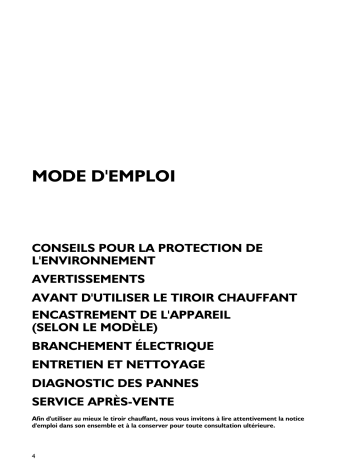 WD 141 IX | Mode d'emploi | Whirlpool WD 140 IX Manuel utilisateur | Fixfr