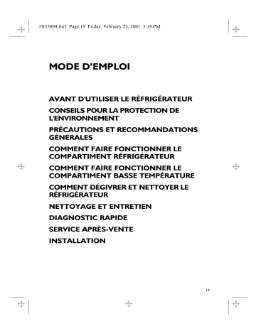 ARL 350/G/E | Mode d'emploi | Whirlpool ARL 366/H Manuel utilisateur | Fixfr