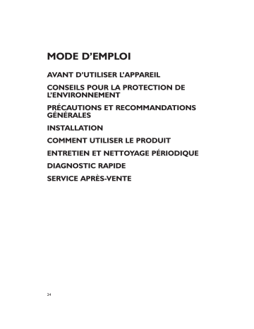 FDN 840 | FDN 800 | Mode d'emploi | Whirlpool FDN 810 Manuel utilisateur | Fixfr