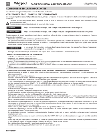 Mode d'emploi | Whirlpool GOW 9523/NB Manuel utilisateur | Fixfr