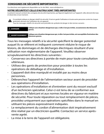 Mode d'emploi | Whirlpool AKZ 442/IX Manuel utilisateur | Fixfr