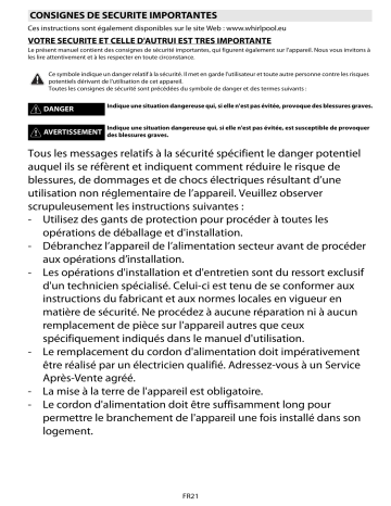 Mode d'emploi | Whirlpool AKZ 512/IX Manuel utilisateur | Fixfr