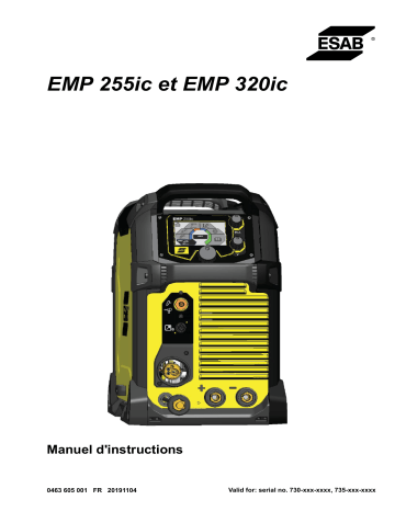 ESAB EMP 255ic & EMP 320ic Manuel utilisateur | Fixfr