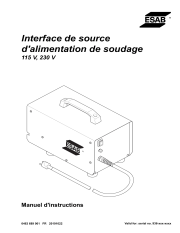 ESAB Welding power source interface Manuel utilisateur | Fixfr