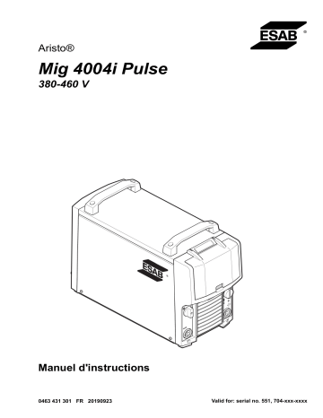 ESAB Mig 4004i Pulse Manuel utilisateur | Fixfr
