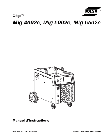 Mig 5002c | Mig 4002c | ESAB Mig 6502c Manuel utilisateur | Fixfr