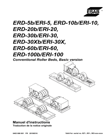 ERD-5b/ERI-5 | ERD-30b/ERI-30 | ERD-20b/ERI-20 | ERD-60b/ERI-60 | ERD-30Xb/ERI-30X | ERD-100b/ERI-100 | ESAB ERD-10b/ERI-10 Manuel utilisateur | Fixfr