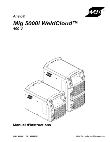 ESAB Mig 5000i WeldCloud™ Manuel utilisateur | Fixfr