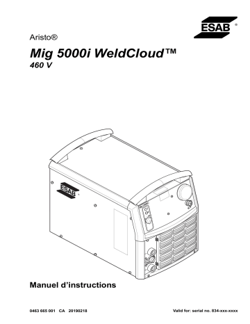 ESAB Mig 5000i WeldCloud™ Manuel utilisateur | Fixfr