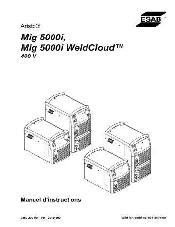Mig 5000i WeldCloud™ | ESAB Mig 5000i Manuel utilisateur | Fixfr