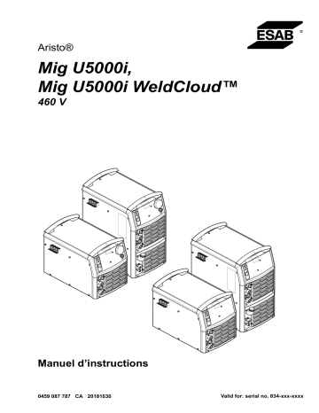 ESAB Mig U5000i WeldCloud™ Manuel utilisateur | Fixfr