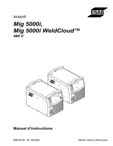 Mig 5000i WeldCloud™ | ESAB Mig 5000i Manuel utilisateur | Fixfr