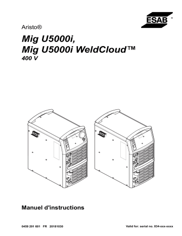 ESAB Mig U5000i WeldCloud™ Manuel utilisateur | Fixfr