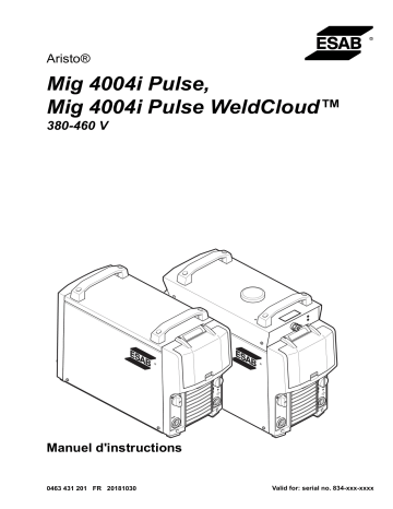 ESAB Mig 4004i Pulse WeldCloud™ Manuel utilisateur | Fixfr