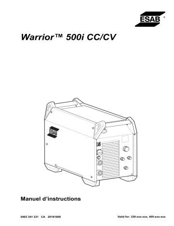 ESAB Warrior™ 500i cc/cv Manuel utilisateur | Fixfr