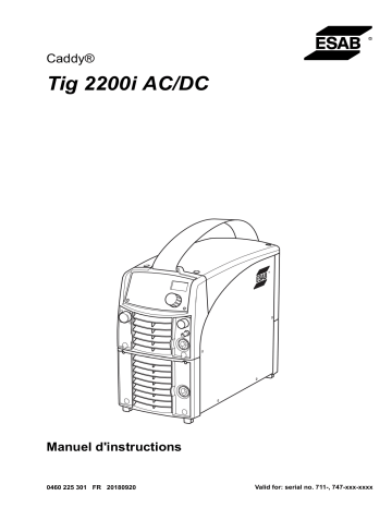 ESAB Caddy Tig 2200i AC/DC Manuel utilisateur | Fixfr