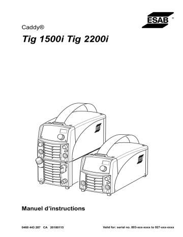 Tig 2200i | ESAB Tig 1500i Manuel utilisateur | Fixfr