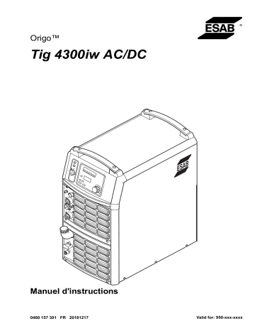 ESAB Tig 4300iw AC/DC Manuel utilisateur | Fixfr