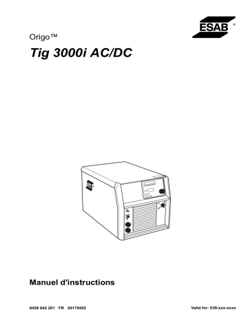 ESAB Tig 3000i AC/DC Manuel utilisateur | Fixfr