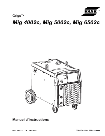 Mig 5002c | Mig 4002c | ESAB Mig 6502c Manuel utilisateur | Fixfr