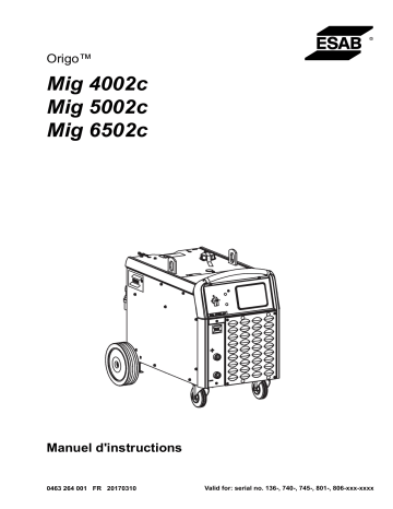 Mig 5002c | Mig 4002c | ESAB Mig 6502c Manuel utilisateur | Fixfr