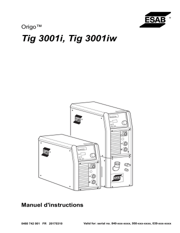 ESAB Tig 3001iw Manuel utilisateur | Fixfr