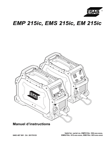 EMP 215ic | EMS 215ic | ESAB EM 215ic Manuel utilisateur | Fixfr