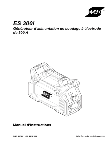 ESAB ES 300i Manuel utilisateur | Fixfr