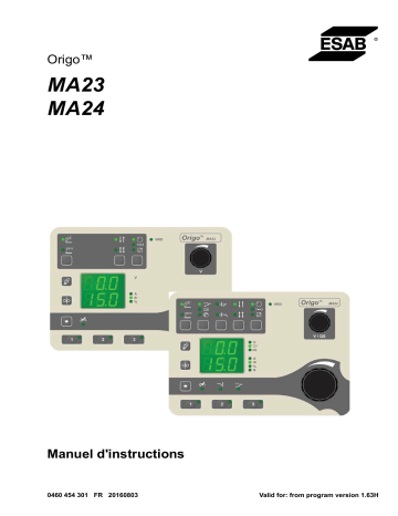 MA23 | ESAB MA24 Origo™ Manuel utilisateur | Fixfr