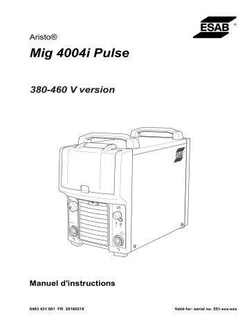 ESAB Aristo Mig 4004i Pulse Manuel utilisateur | Fixfr