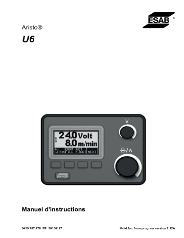 ESAB U6 Aristo Manuel utilisateur | Fixfr