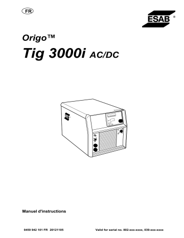 ESAB Tig 3000i AC/DC Manuel utilisateur | Fixfr
