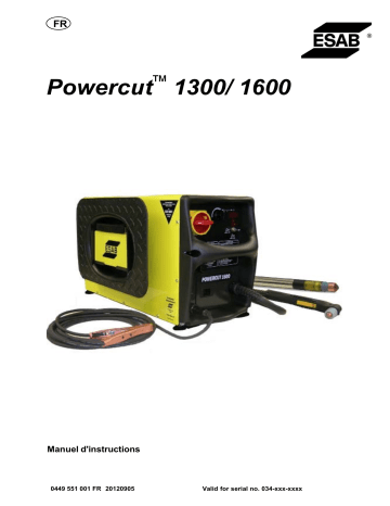 ESAB PowerCut 1300/1600 Manuel utilisateur | Fixfr