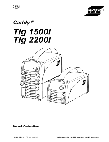 Tig 2200i | Caddy Tig 2200i | Caddy Tig 1500i | ESAB Tig 1500i Manuel utilisateur | Fixfr