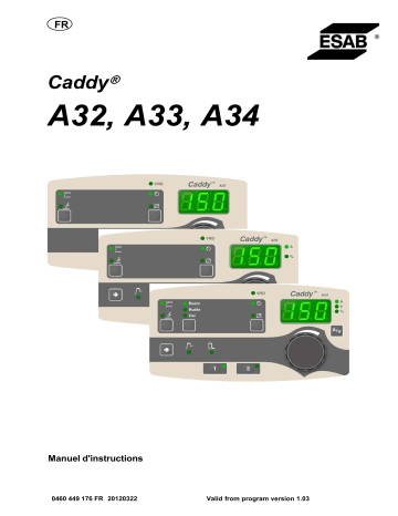 A32 | A34 Caddy | ESAB A33 Manuel utilisateur | Fixfr