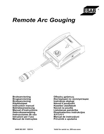ESAB Remote Arc Gouging Manuel utilisateur | Fixfr