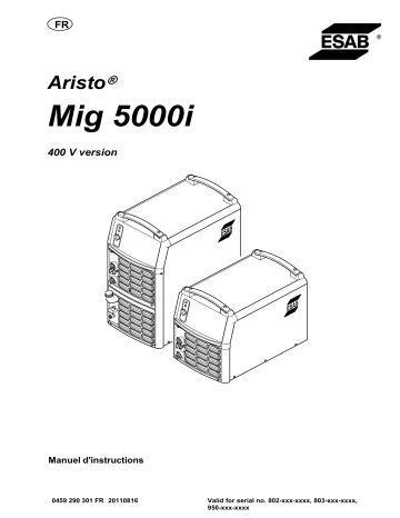 ESAB Mig 5000i Manuel utilisateur | Fixfr