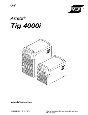 ESAB Tig 4000i Manuel utilisateur | Fixfr