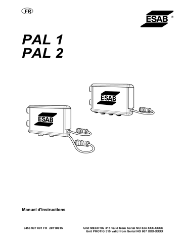 PAL 1 | ESAB PAL 2 Manuel utilisateur | Fixfr