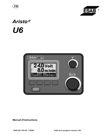 ESAB U6 Aristo Manuel utilisateur | Fixfr