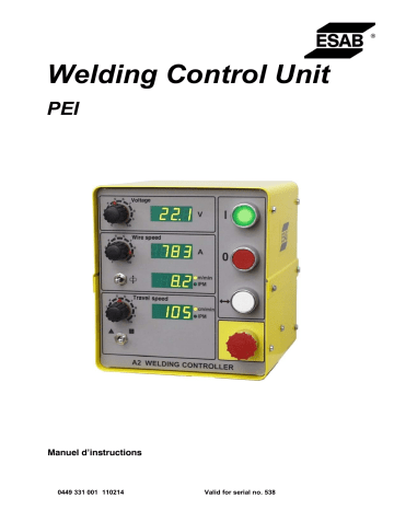 ESAB Welding Control Unit PEI Manuel utilisateur | Fixfr