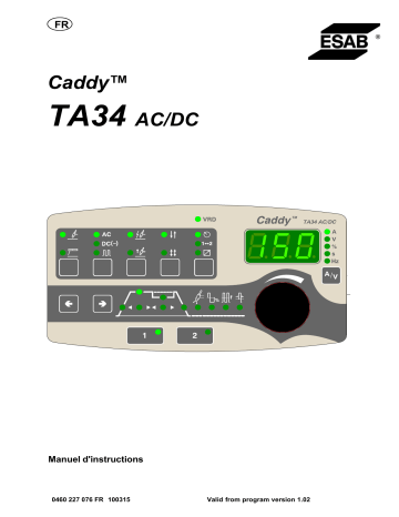 ESAB TA34 AC/DC Caddy Manuel utilisateur | Fixfr